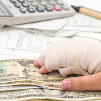 Man with injured hand Man with injured hand