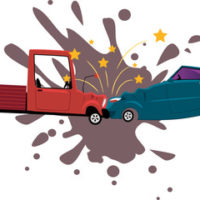 Cartoon image of head-on crash Cartoon image of head-on crash