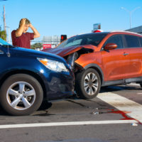 car crash at intersection car crash at intersection