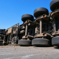 Accident truck on the road. Trailer crash on road. Accident truck on the road. Trailer crash on road.