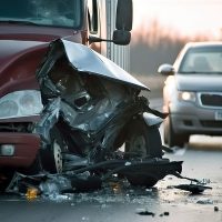 Car crash accident with truck Car crash accident with truck