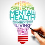 Mental health bulb word cloud, health concept