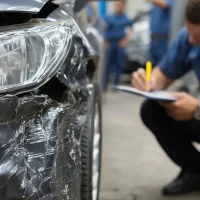 car accident scene closeup